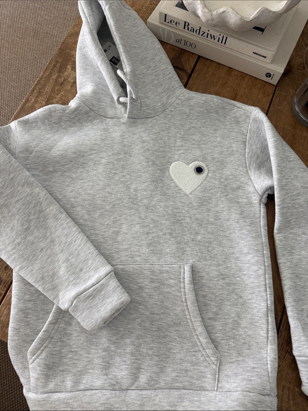 Kids Grey Heart Patch Hoodie